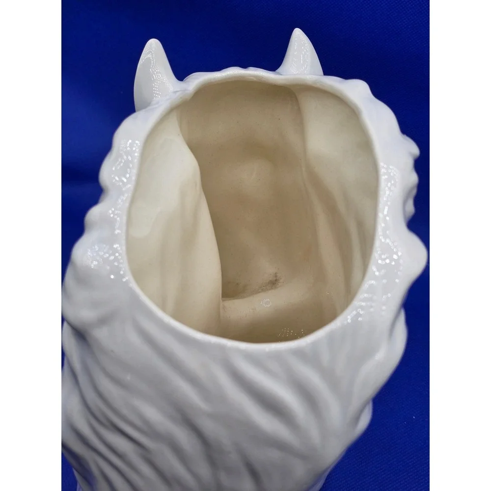 Vintage White Ceramic Horse Mare & Foal Planter Vase Statue Figurine Decor